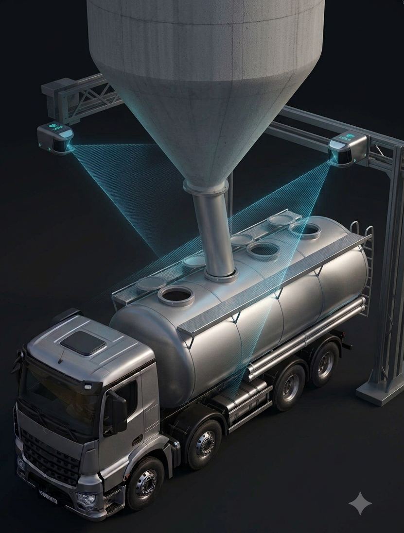 Automatische belading van een gesloten bulkwagen