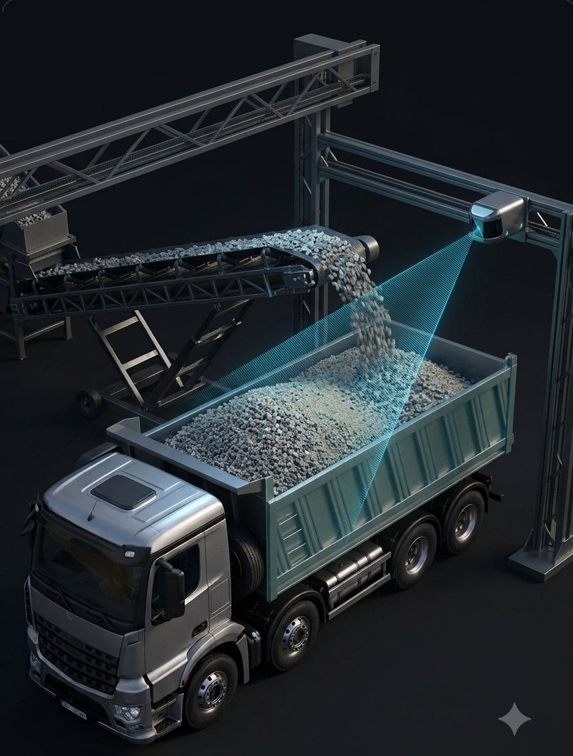 Automatische belading van een open trailer